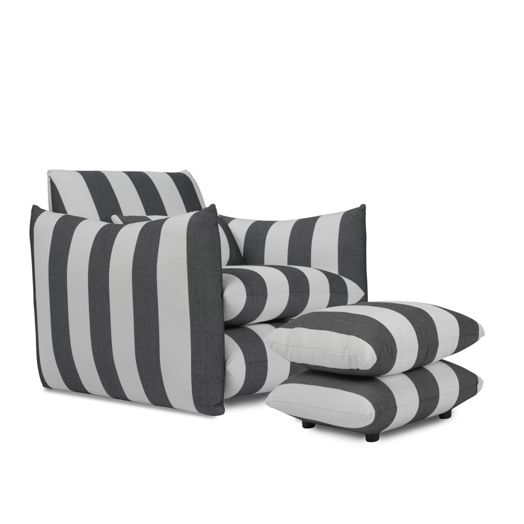 Monroe Black & Off-White Pouffe
