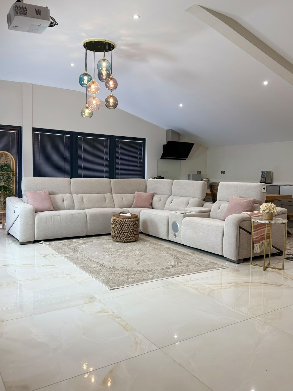 Oslo Electric Recliner Sofa Beige Large Corner