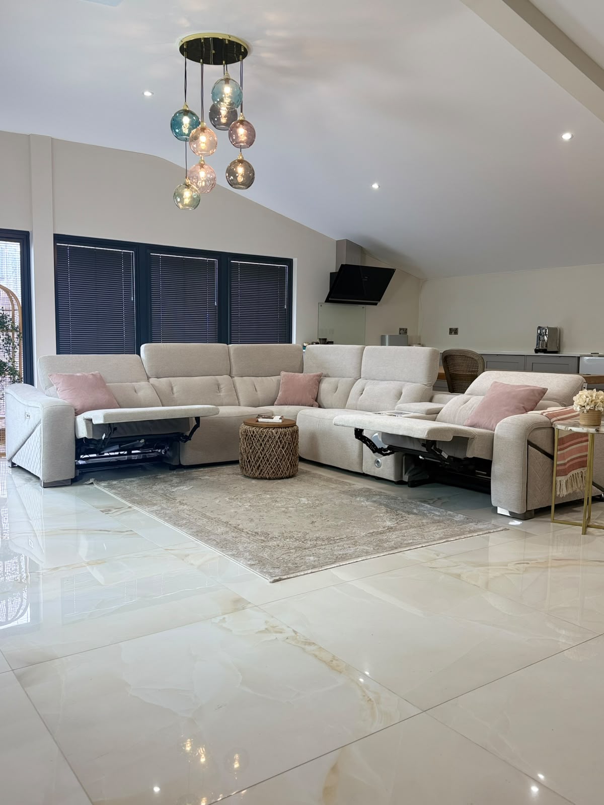 Oslo Electric Recliner Sofa Beige Large Corner