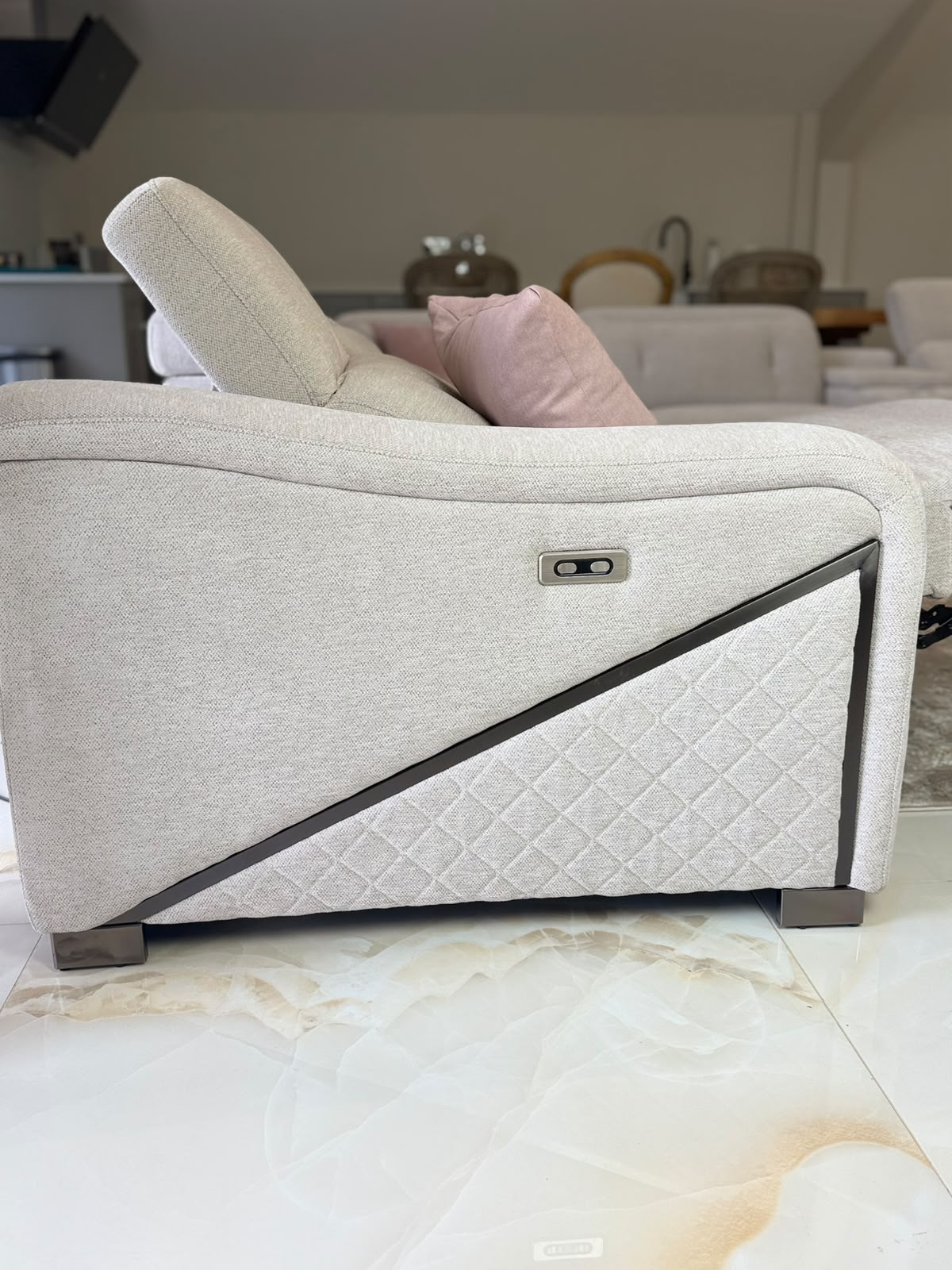 Oslo Electric Recliner Sofa Beige Large Corner