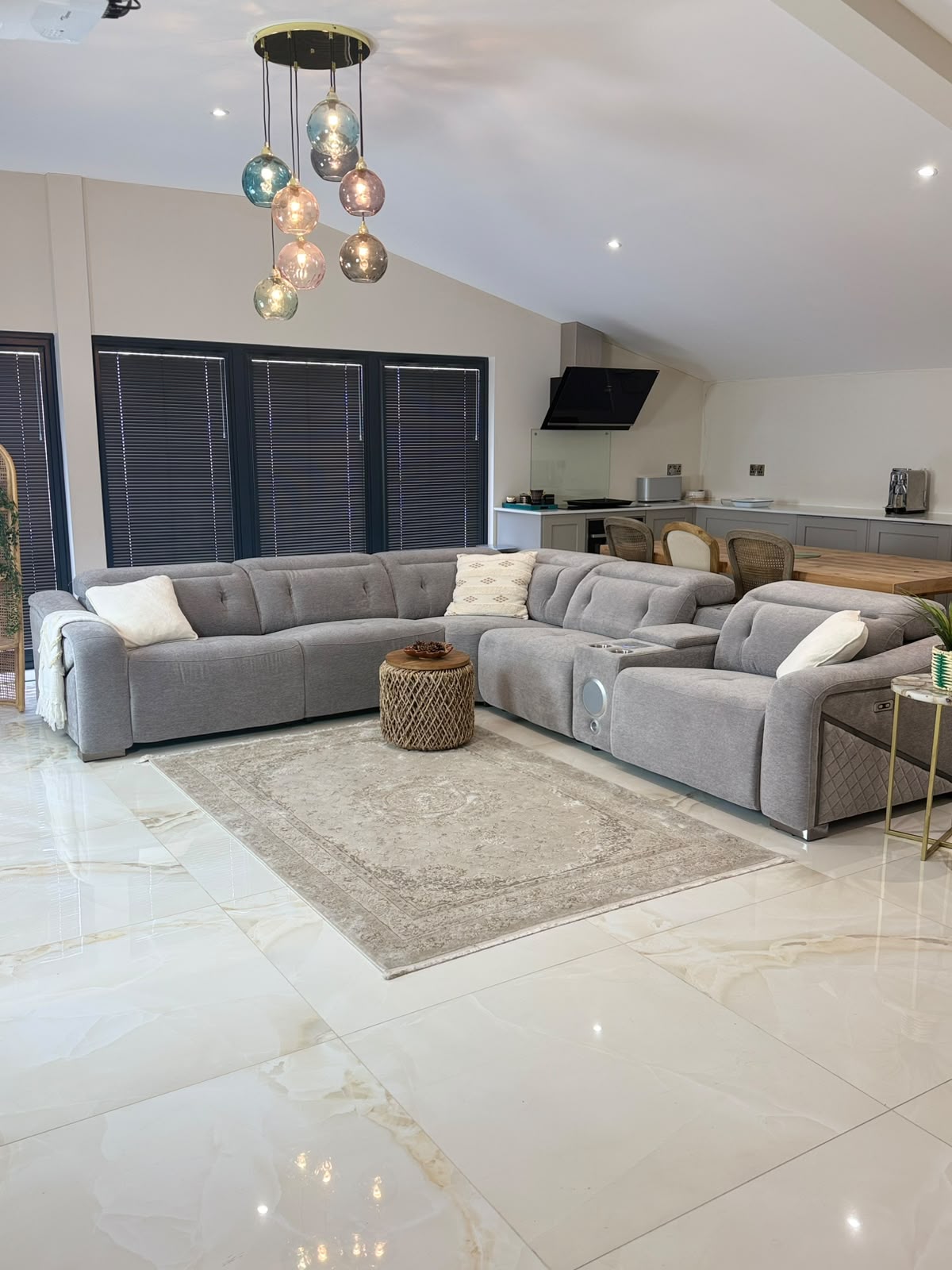Oslo Electric Recliner Sofa Grey Large Corner