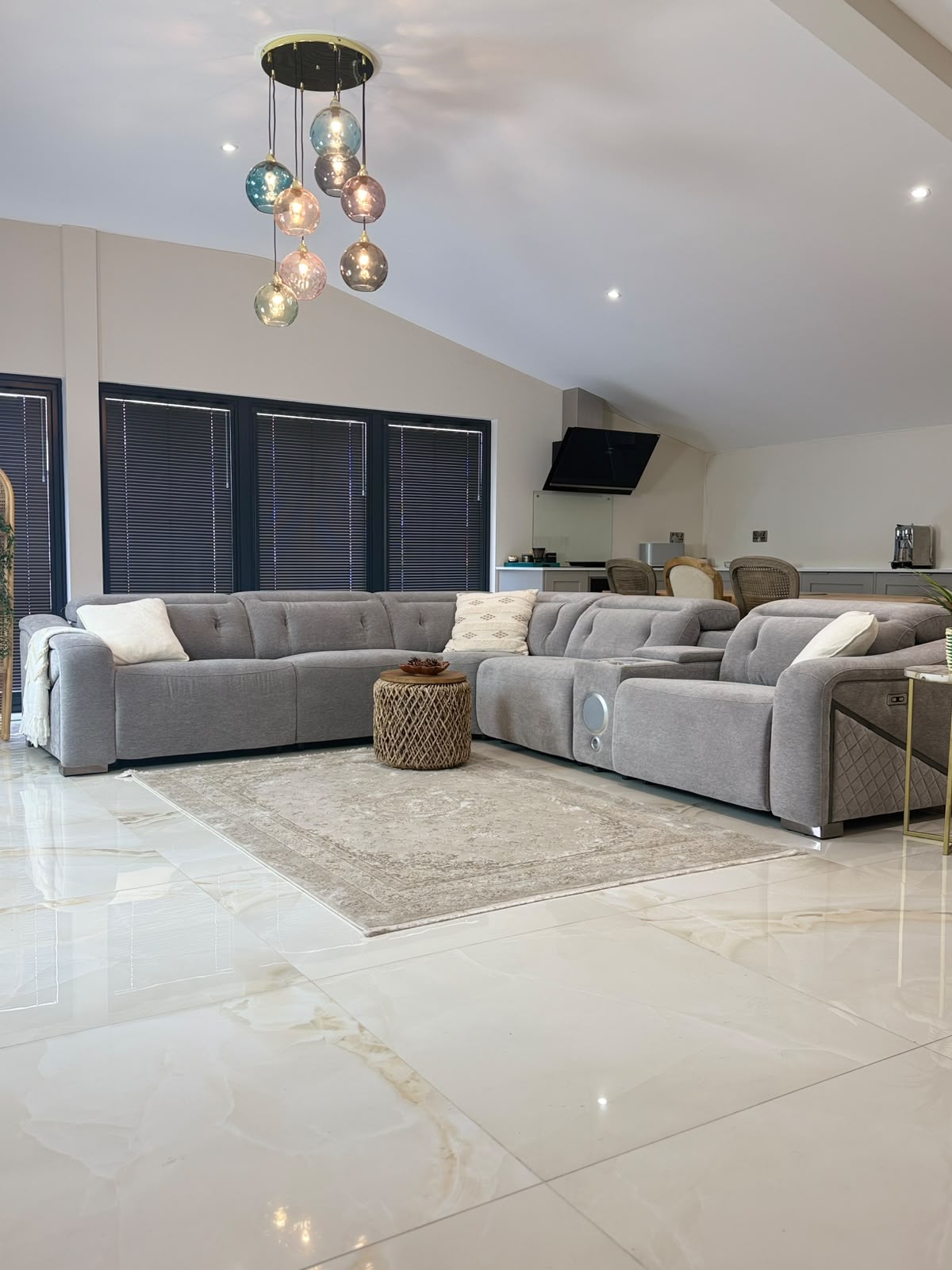 Oslo Electric Recliner Sofa Grey Large Corner