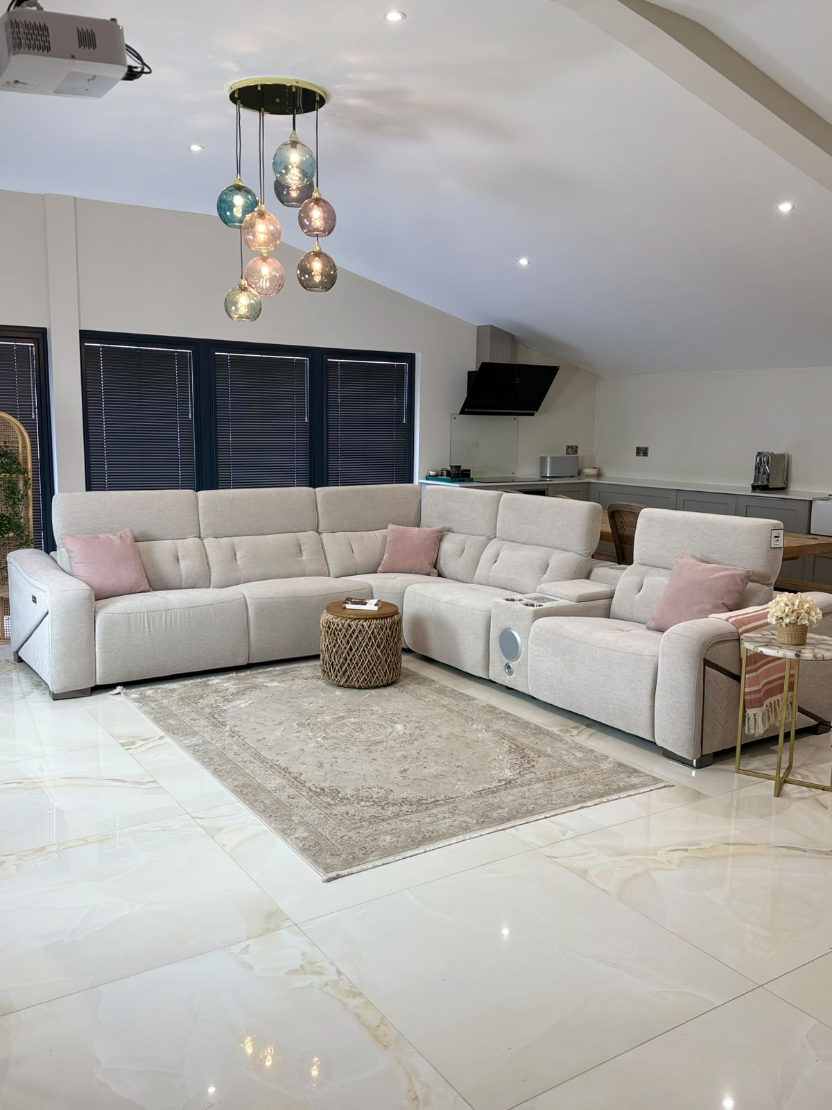Oslo Electric Recliner Sofa Beige Large Corner