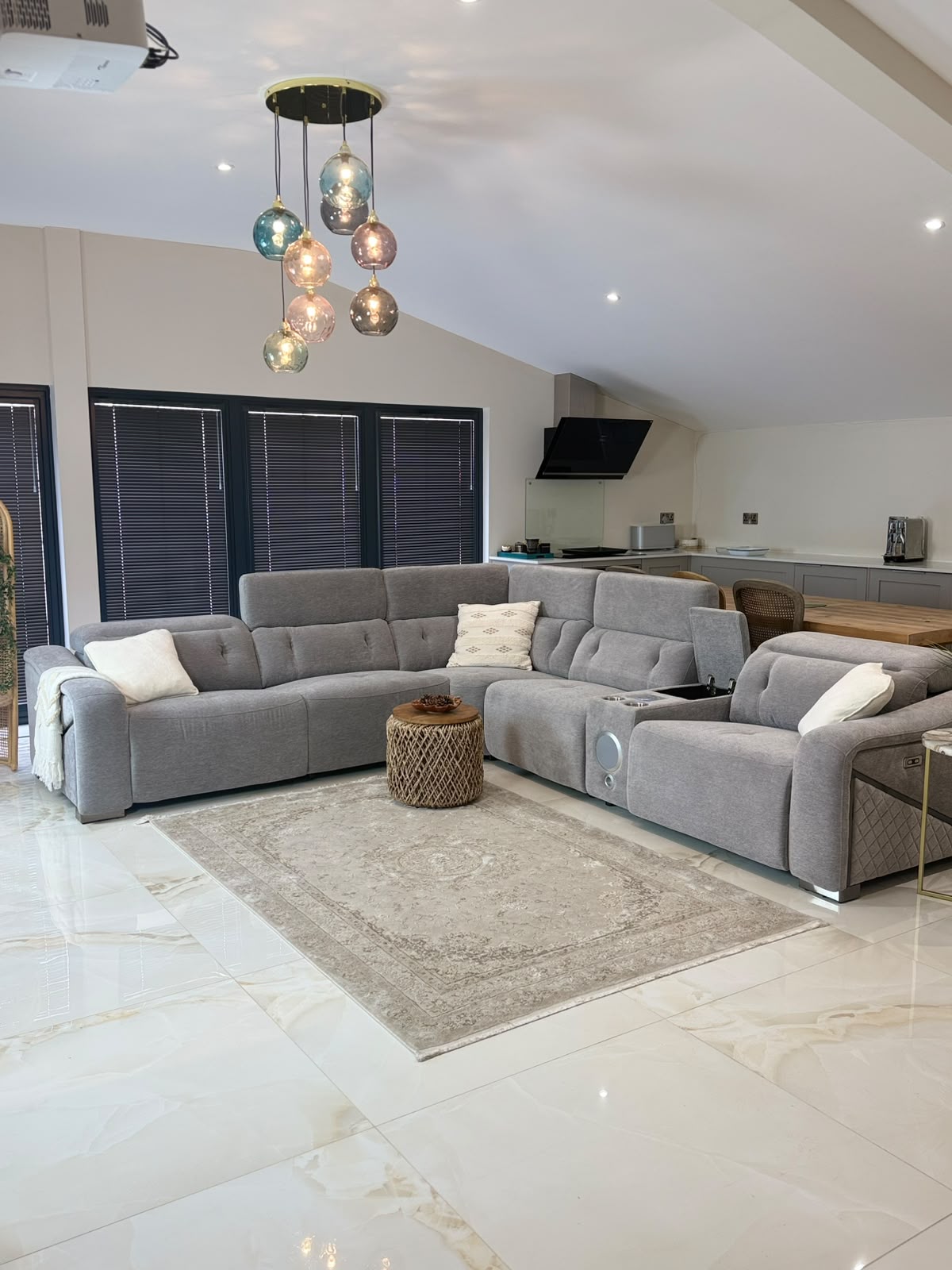 Oslo Electric Recliner Sofa Grey Large Corner