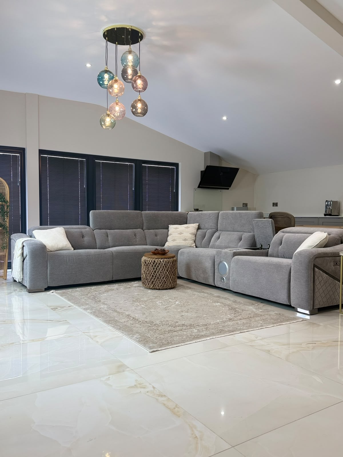 Oslo Electric Recliner Sofa Grey Large Corner