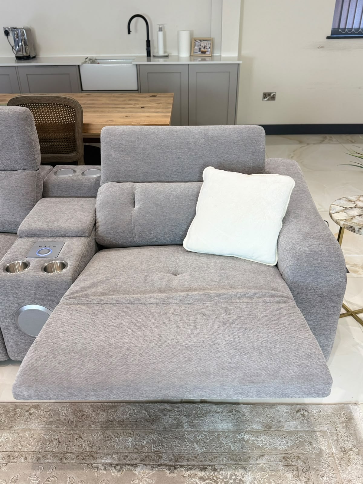 Oslo Electric Recliner Sofa Grey Large Corner