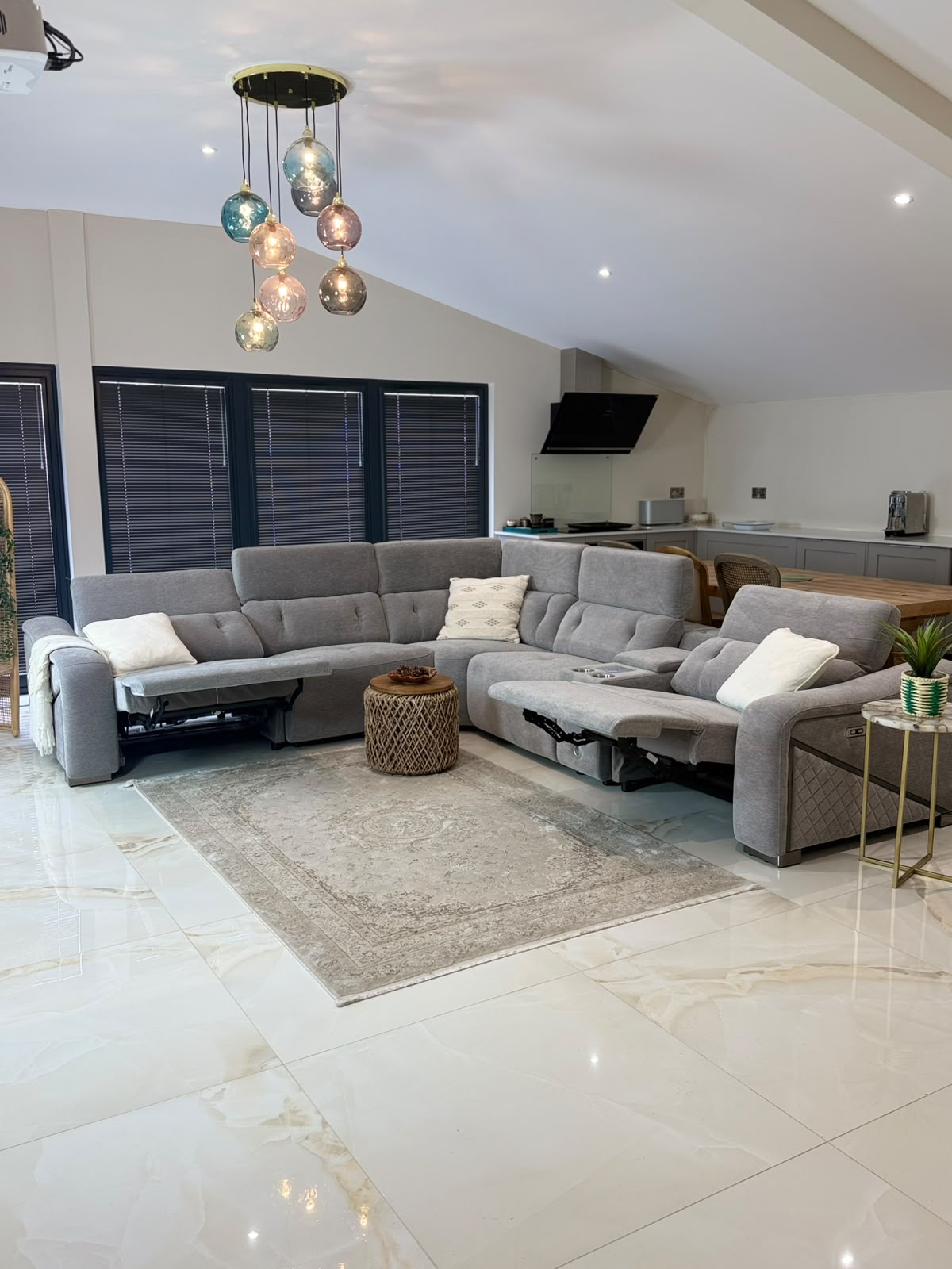 Oslo Electric Recliner Sofa Grey Large Corner