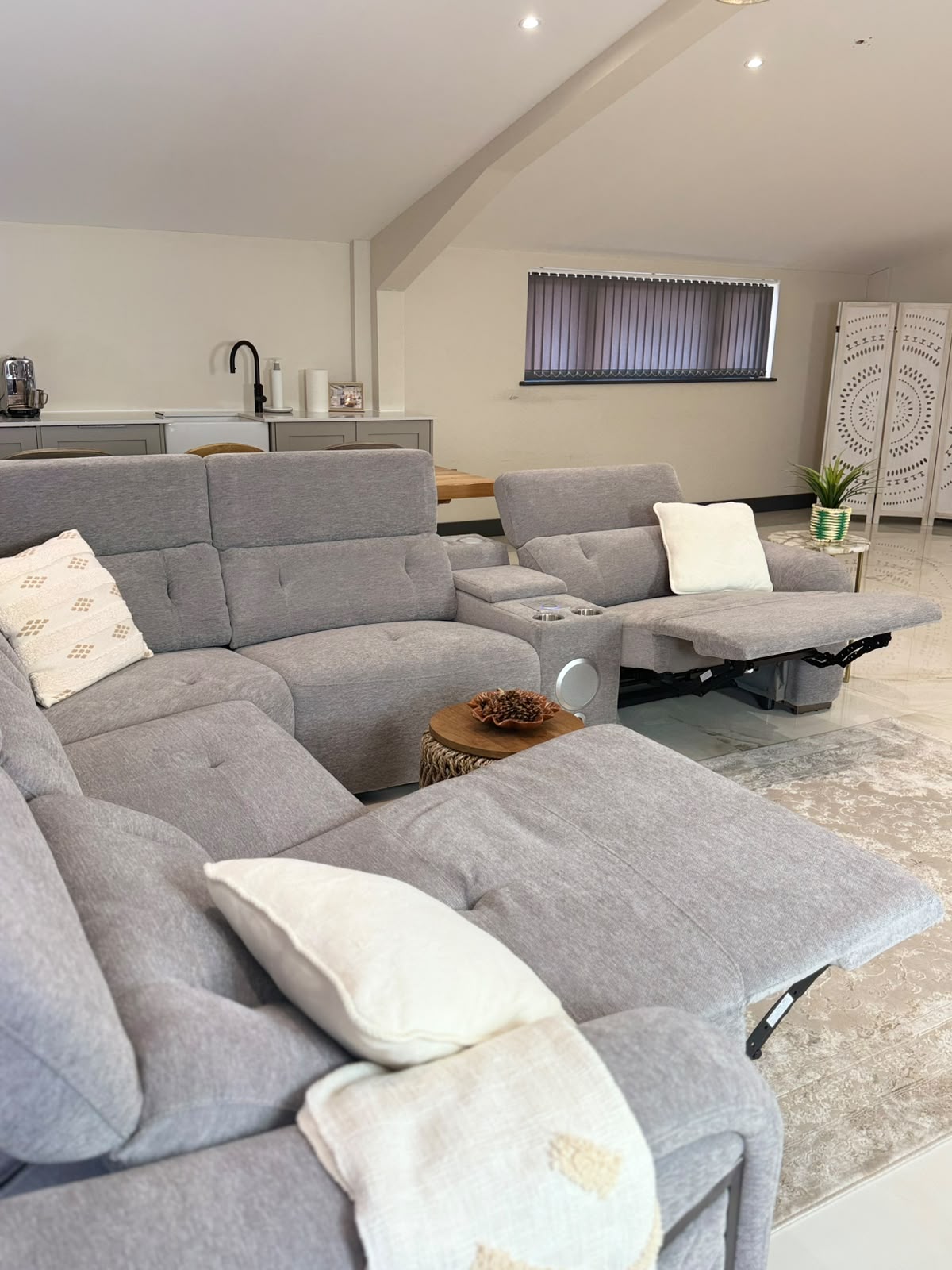 Oslo Electric Recliner Sofa Grey Large Corner