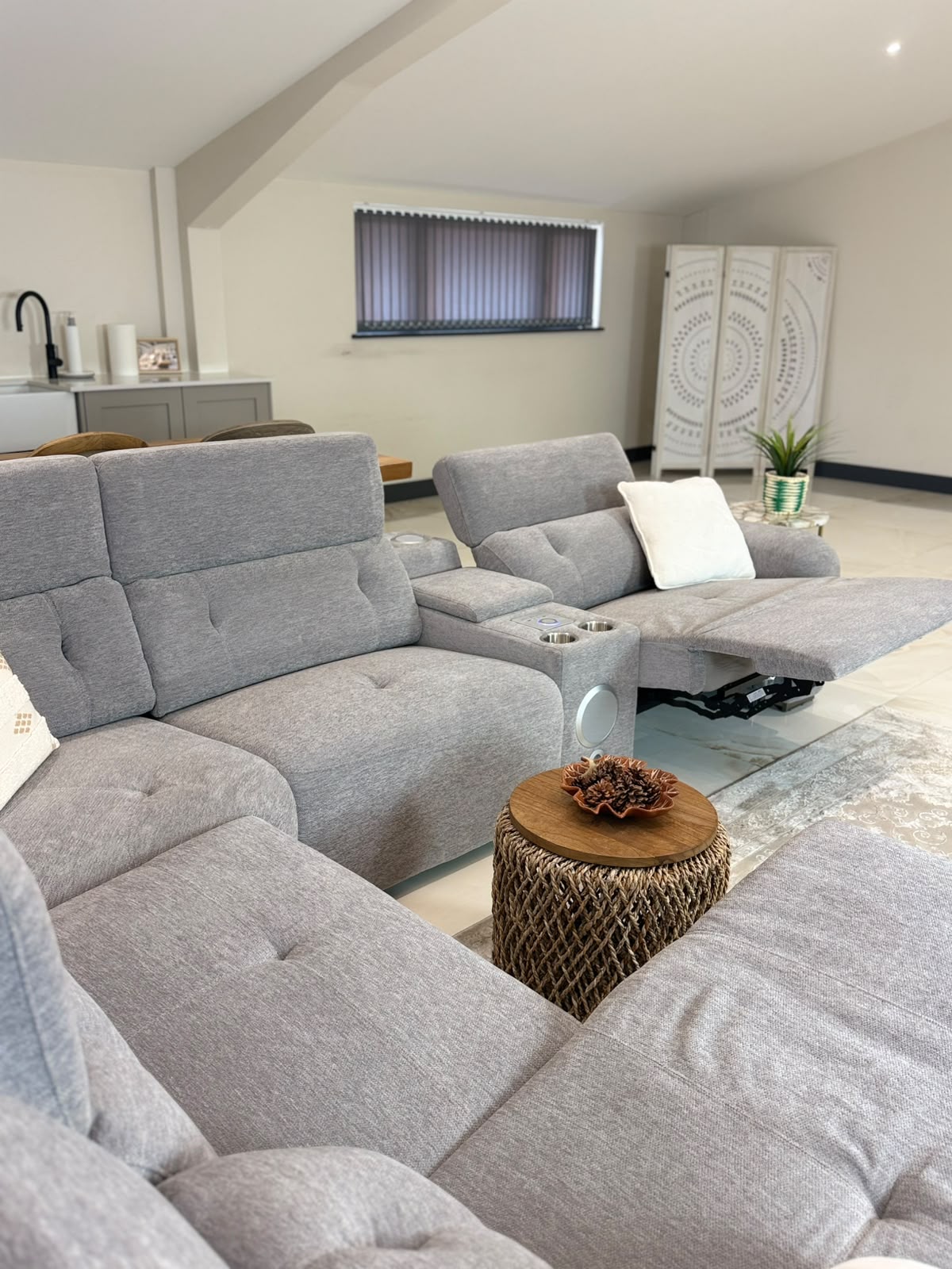 Oslo Electric Recliner Sofa Grey Large Corner