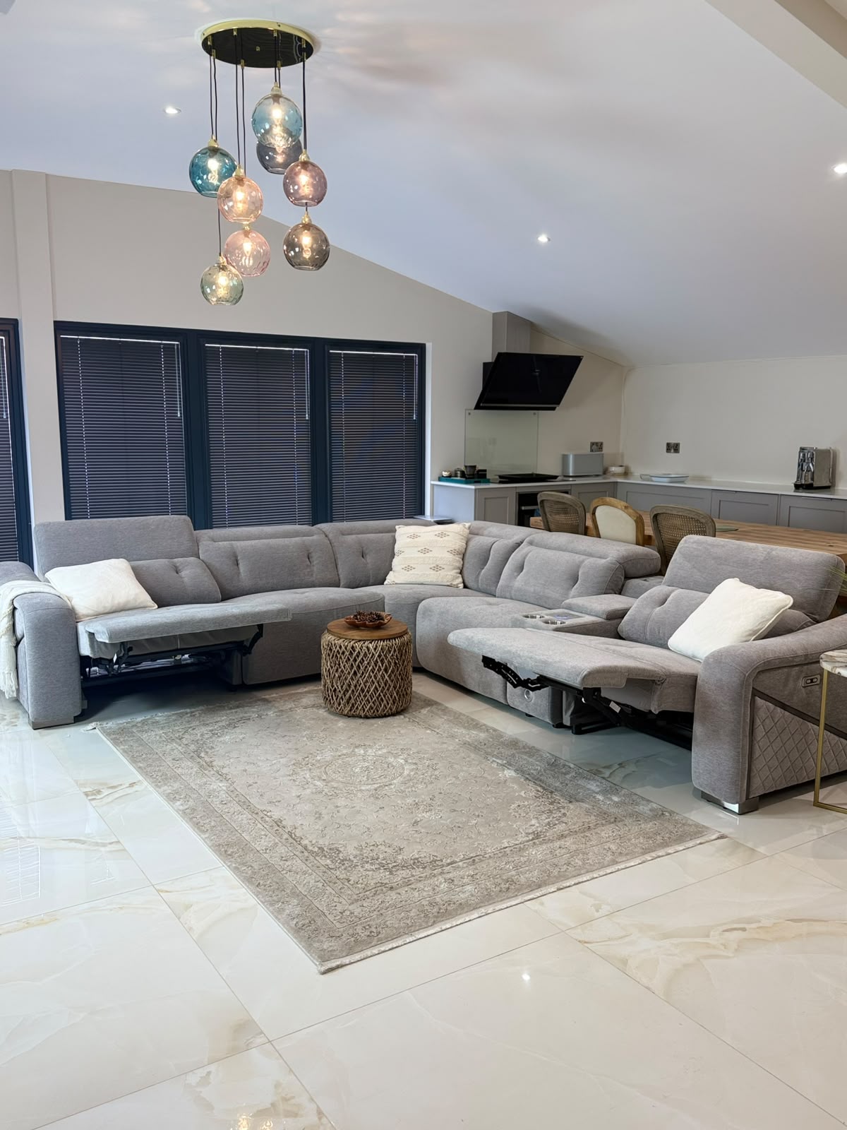 Oslo Electric Recliner Sofa Grey Large Corner