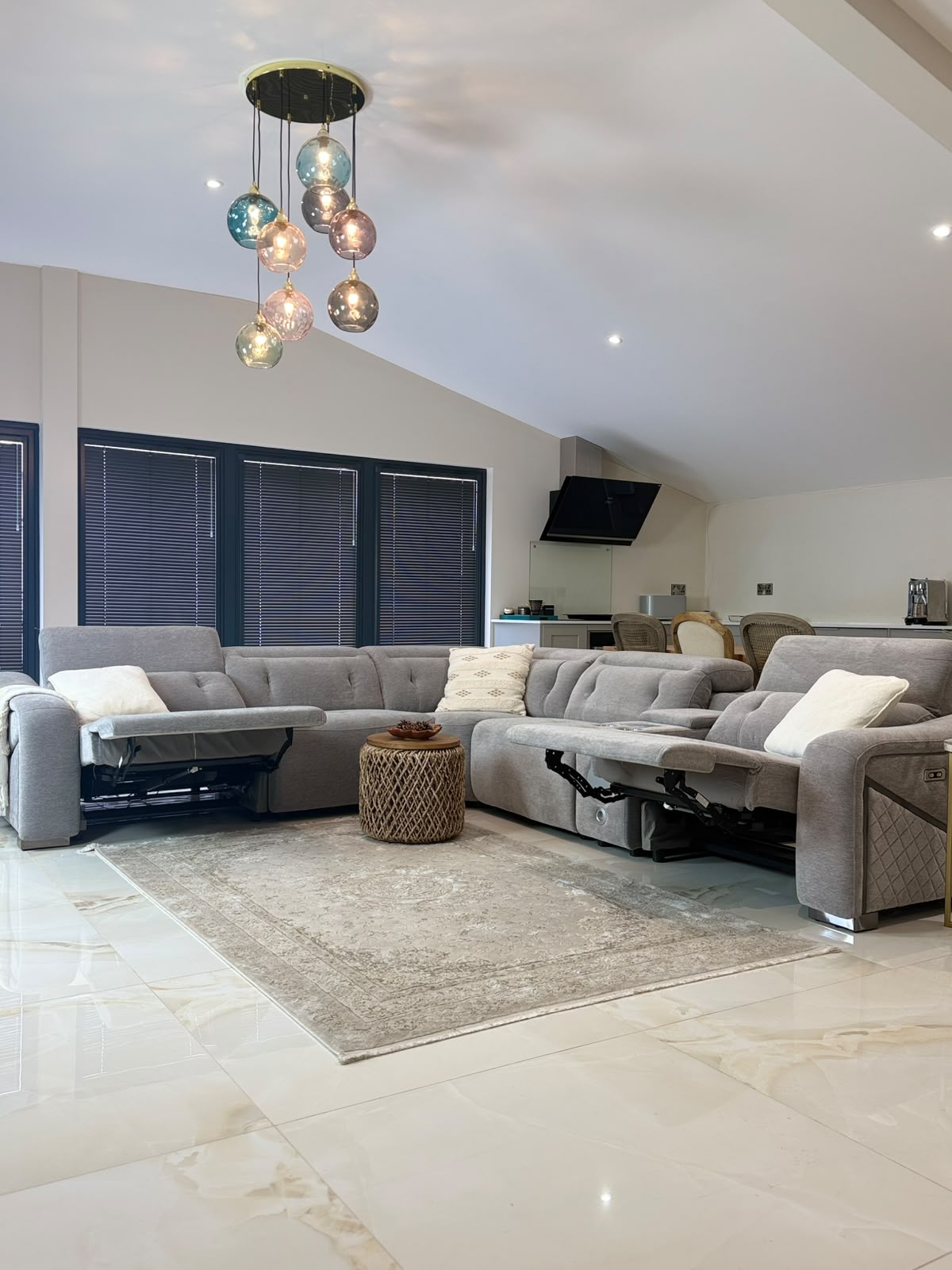 Oslo Electric Recliner Sofa Grey Large Corner