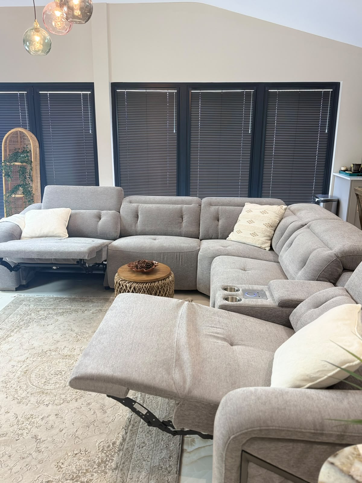 Oslo Electric Recliner Sofa Grey Large Corner