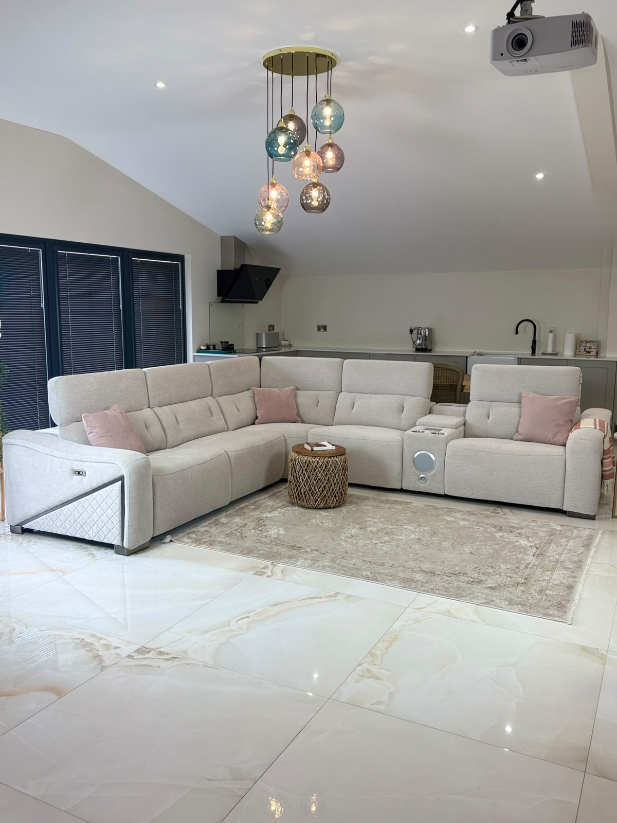 Oslo Electric Recliner Sofa Beige Large Corner