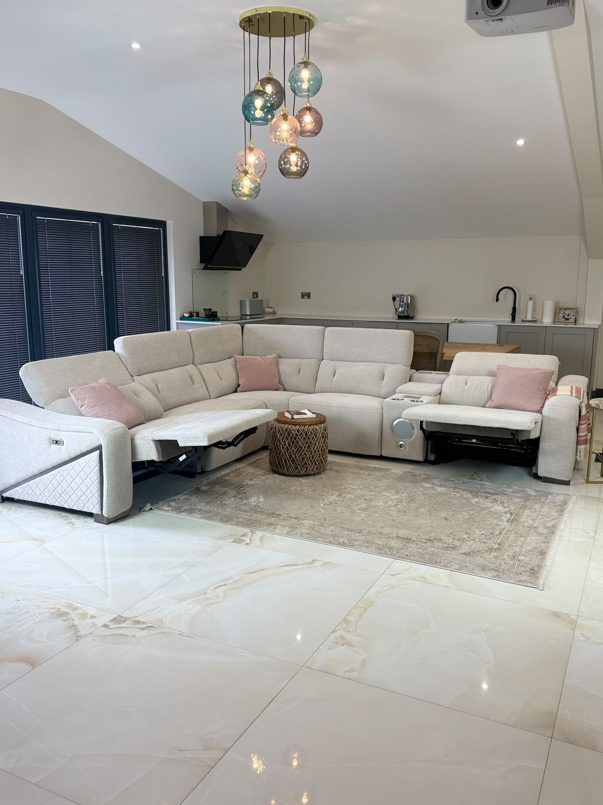 Oslo Electric Recliner Sofa Beige Large Corner