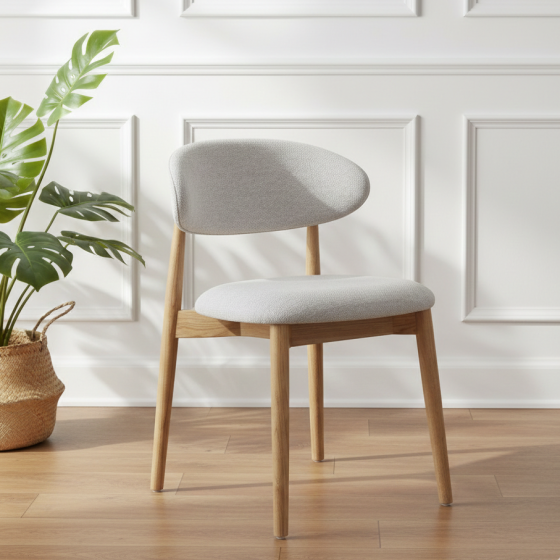 Scandi Velvet Oak Dining Chair – Light Oak Legs